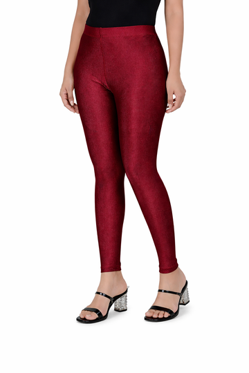 AFRA Women Shimmer Pants | Stylish Comfort Fit | Stretchable Waist | Party & Casual Wear Red