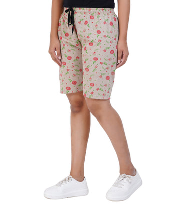 Afra Women Printed Shorts | OE Cloth | Comfortable Elastic Waist | Casual & Daily Wear