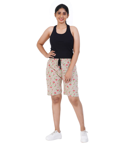 Afra Women Printed Shorts | OE Cloth | Comfortable Elastic Waist | Casual & Daily Wear