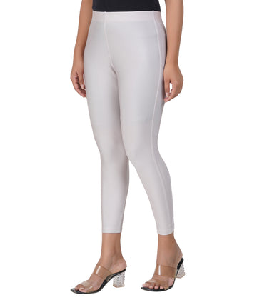 AFRA Women's Lycra Shimmer Leggings – Full Length | Stylish Elegant | Party & Casual Wear-  White (Pack of 1)