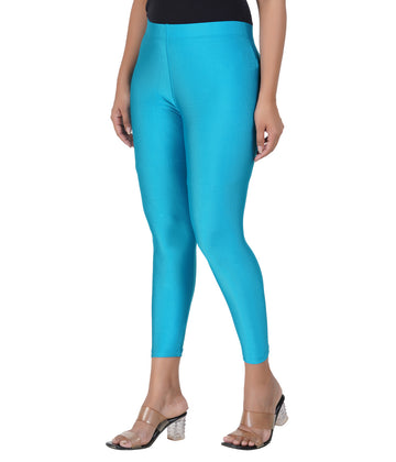 AFRA Women's Lycra Shimmer Leggings – Full Length | Stylish Elegant | Party & Casual Wear-  Teal Blue (Pack of 1)