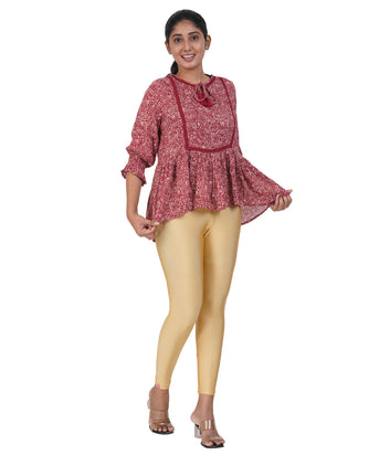 AFRA Women's Lycra Shimmer Leggings – Full Length | Stylish Elegant | Party & Casual Wear-  Beige (Pack of 1) (Copy)