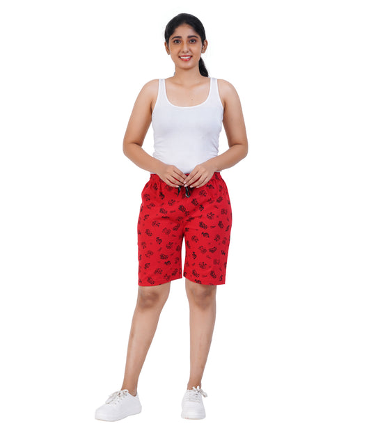 Afra Women Printed Shorts | OE Cloth | Comfortable Elastic Waist | Casual & Daily Wear