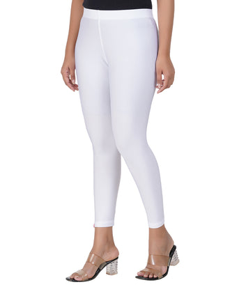 AFRA Women's Lycra Shimmer Leggings – Full Length | Stylish Elegant | Party & Casual Wear-  White (Pack of 1)